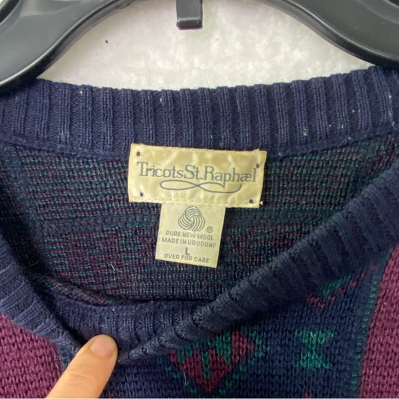 Tricots St Raphael vintage Indian Head Knit Wool Native American Sweater. L - Picture 6 of 13